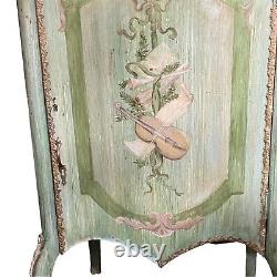 Antique Music Cabinet 20th C Green Turquoise Hand Painted