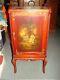 Antique Music Cabinet With Painted Victorian Scene For Sheet Music Piano Rolls