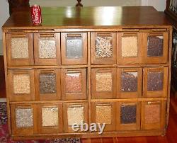 Antique Neat oak 18 drawer bean or seed cabinet-15631