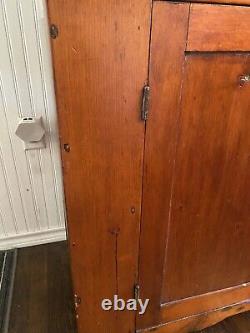 Antique New England-Pine /cherry Step Back Cupboard Primitive Farm House