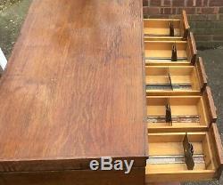 Antique O. M. Edwards Oak 6 pc Stacked Flat File, Card Catalog w. Base & Cornice