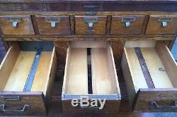 Antique O. M. Edwards Oak 6 pc Stacked Flat File, Card Catalog w. Base & Cornice