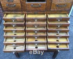 Antique O. M. Edwards Oak 6 pc Stacked Flat File, Card Catalog w. Base & Cornice