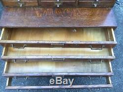 Antique O. M. Edwards Oak 6 pc Stacked Flat File, Card Catalog w. Base & Cornice