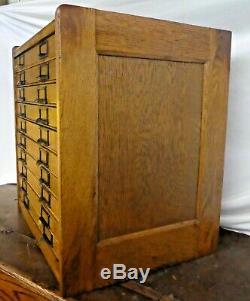 Antique OAK 10-DRAWER FLAT FILE CABINET. Label Holder Handles. 23H x21W x17D