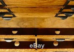 Antique OAK 10-DRAWER FLAT FILE CABINET. Label Holder Handles. 23H x21W x17D