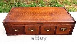 Antique OAK YAWMAN ERBE 4 DRAWER STACKING CARD CATALOG FILE CABINET Apothecary