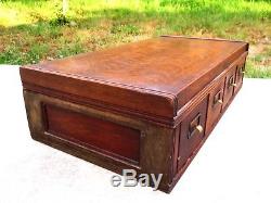 Antique OAK YAWMAN ERBE 4 DRAWER STACKING CARD CATALOG FILE CABINET Apothecary