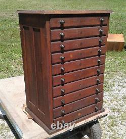 Antique Oak 10 Drawer Watch Repair Cabinet 1890s Era