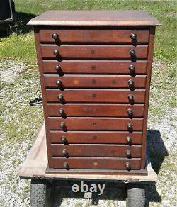 Antique Oak 10 Drawer Watch Repair Cabinet 1890s Era