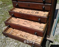 Antique Oak 10 Drawer Watch Repair Cabinet 1890s Era