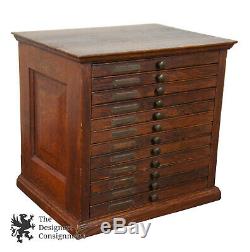 Antique Oak 12 Drawer Dental Medicine Cabinet Apothecary Chest Pharmacy Box 15