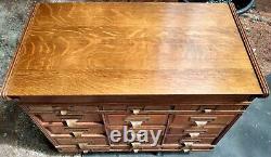 Antique Oak 13 Drawer Yawman & Erbe Stackable Sectional File Cabinet 33 x 24