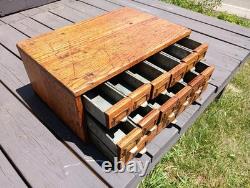 Antique Oak 15 Drawer Counter Top Store Hardware Cabinet 1900s Era