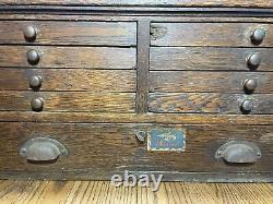 Antique Oak 1800s Post Office Stamp Money Cabinet Solid Oak Original Keys Lock