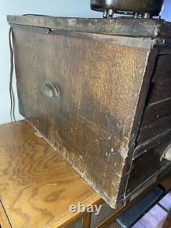 Antique Oak 1800s Post Office Stamp Money Cabinet Solid Oak Original Keys Lock