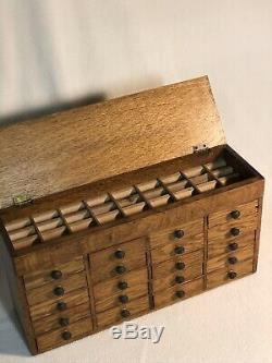 Antique Oak 20 Drawer Watchmakers Cabinet
