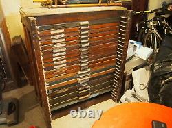 Antique Oak 24 Wood Flat File Drawer Cabinet Storage Letterpress Typeset
