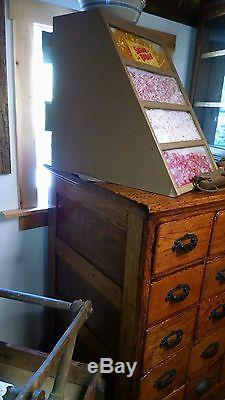 Antique Oak 25 Drawer File Apothecary Country Store Hardware Cabinet