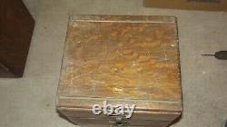 Antique Oak 3 Drawer HORIZONTAL File CABINET Desk wood Cabinet