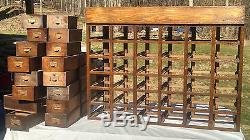 Antique Oak 36 drawer index library apothecary cabinet catalog tool 29 x 38
