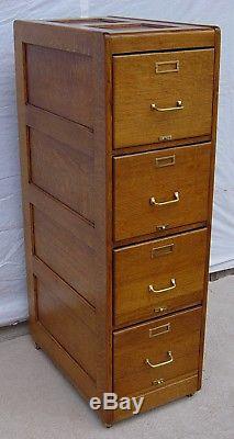 Antique Oak 4-Drawer Letter Size File Cabinet