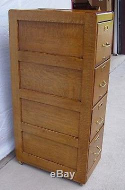 Antique Oak 4-Drawer Letter Size File Cabinet