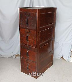 Antique Oak 4 drawer File Filing Cabinet original finish