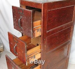 Antique Oak 4 drawer File Filing Cabinet original finish