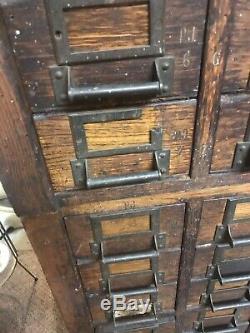 Antique Oak 42 Drawer Industrial Parts Cabinet Apothecary