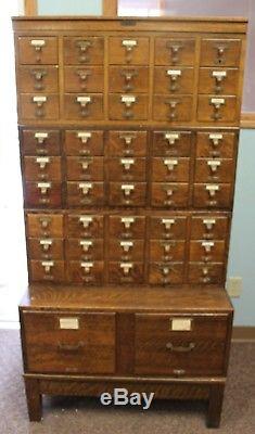 Antique Oak 45 Drawer Gaylord Bros Inc Stacking Oak Library Card Catalog File