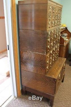 Antique Oak 45 Drawer Gaylord Bros Inc Stacking Oak Library Card Catalog File
