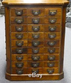 Antique Oak 72-Drawer Octagonal Merchandse/Craft/Tool/Sewing 4-Side CABINET 1900