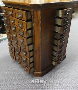 Antique Oak 72-Drawer Octagonal Merchandse/Craft/Tool/Sewing 4-Side CABINET 1900