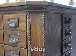 Antique Oak 72-Drawer Octagonal Merchandse/Craft/Tool/Sewing 4-Side CABINET 1900