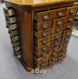 Antique Oak 72-Drawer Octagonal Merchandse/Craft/Tool/Sewing 4-Side CABINET 1900