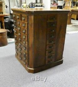 Antique Oak 72-Drawer Octagonal Merchandse/Craft/Tool/Sewing 4-Side CABINET 1900