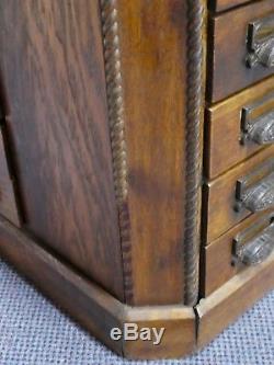 Antique Oak 72-Drawer Octagonal Merchandse/Craft/Tool/Sewing 4-Side CABINET 1900