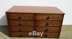 Antique Oak 8 Draw Jewelry, Dental, Sewing, Library, File Cabinet