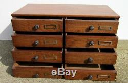 Antique Oak 8 Draw Jewelry, Dental, Sewing, Library, File Cabinet
