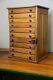Antique Oak Apothecary Cabinet 10 Drawer Industrial Flat File Wood Map Cabinet