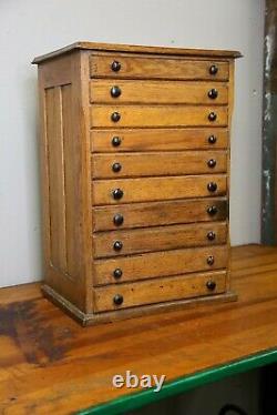 Antique Oak Apothecary Cabinet 10 Drawer industrial flat file wood map cabinet