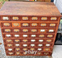 Antique Oak Apothecary Cabinet File General Store Hardware Library 48 Drawers