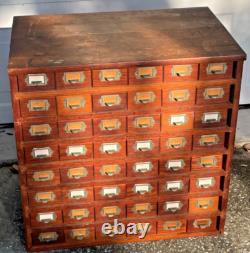 Antique Oak Apothecary Cabinet File General Store Hardware Library 48 Drawers