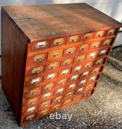 Antique Oak Apothecary Cabinet File General Store Hardware Library 48 Drawers