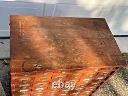 Antique Oak Apothecary Cabinet File General Store Hardware Library 48 Drawers