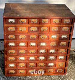Antique Oak Apothecary Cabinet File General Store Hardware Library 48 Drawers