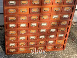 Antique Oak Apothecary Cabinet File General Store Hardware Library 48 Drawers
