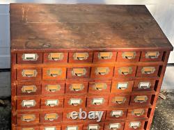 Antique Oak Apothecary Cabinet File General Store Hardware Library 48 Drawers