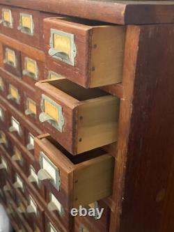Antique Oak Apothecary Cabinet File General Store Hardware Library 48 Drawers